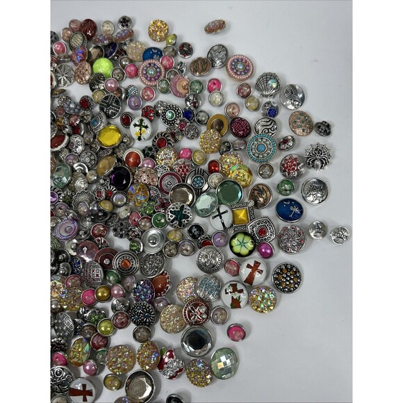2lb+ Snap Button Charms Metal Dome Resin Fashion Jewelry Rhinestone - Picture 2 of 7